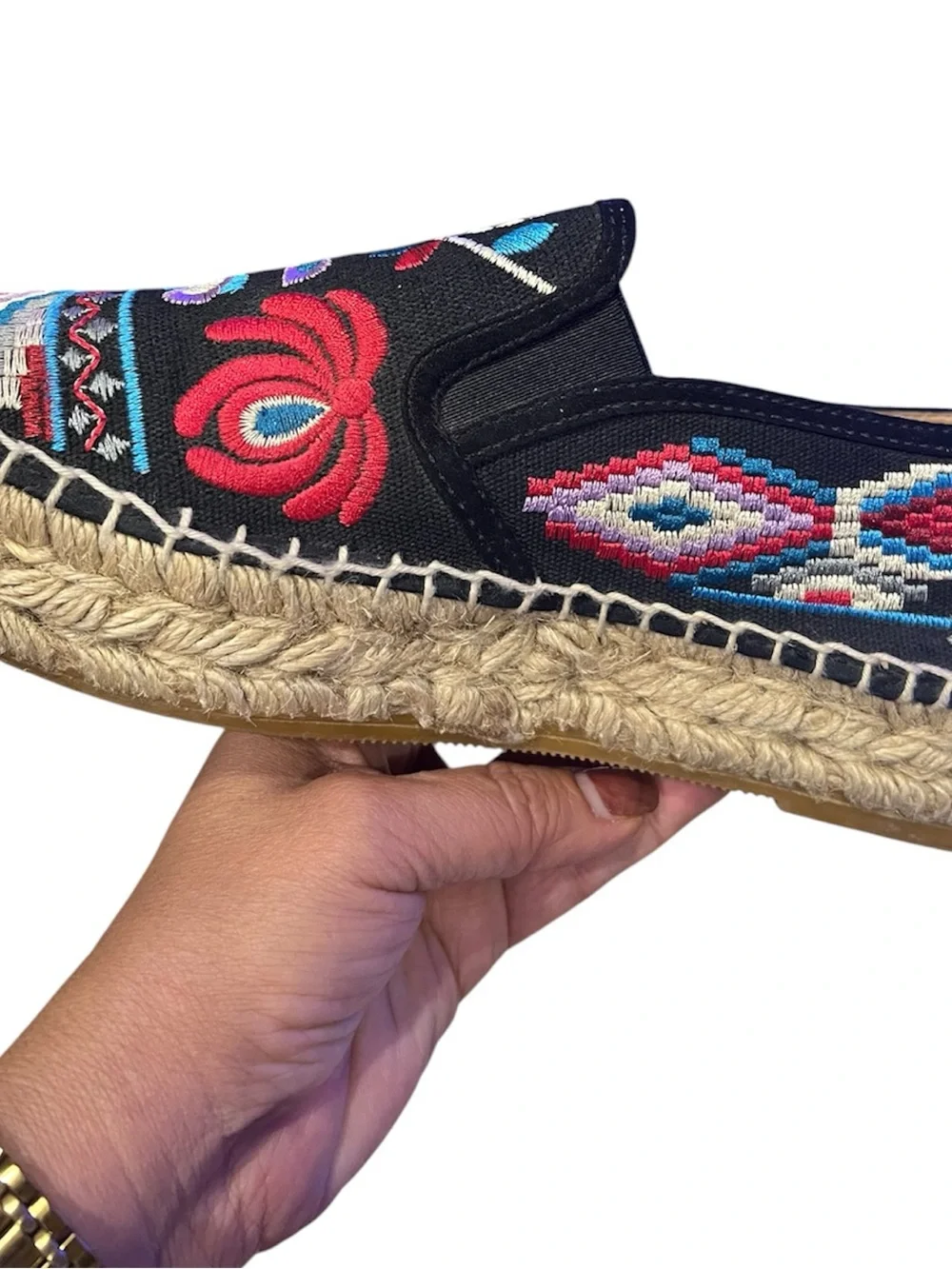 Johnny Was multicolored Embroidered Espadrilles size 38
